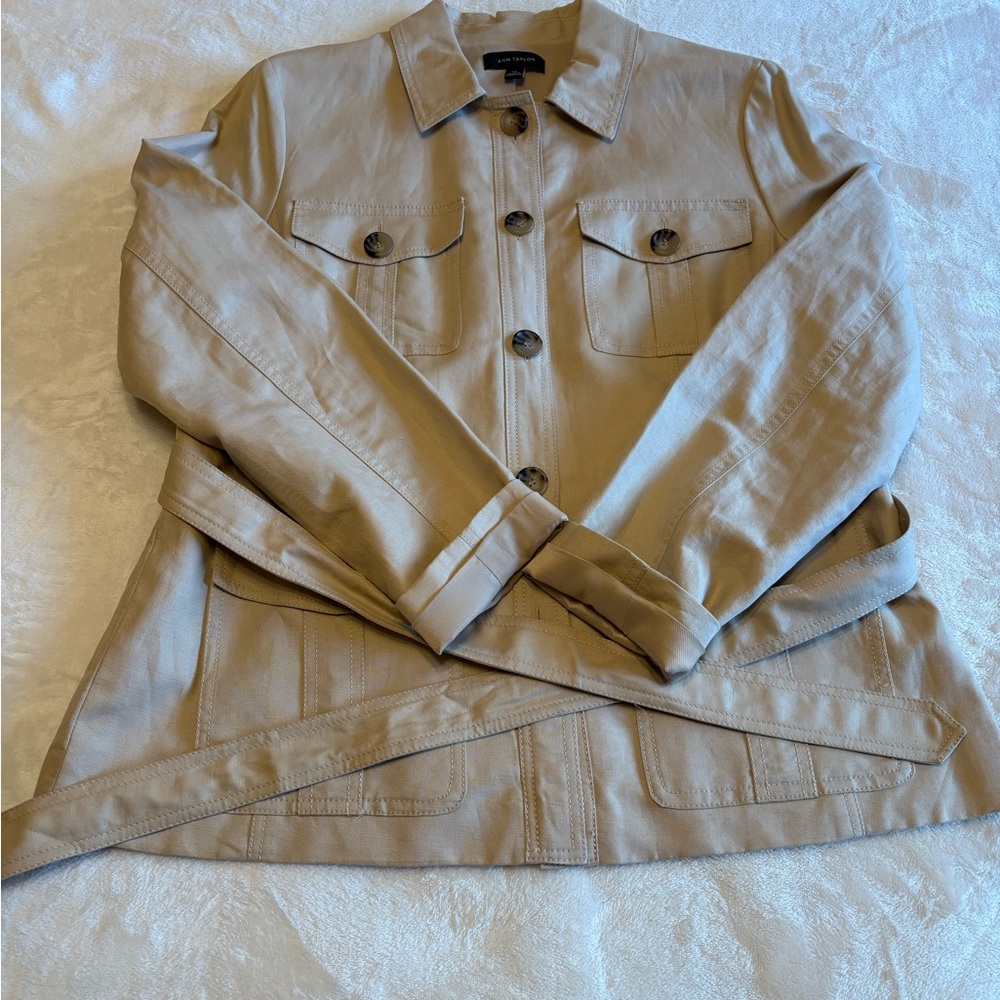 Ann Taylor Beige Belted Jacket